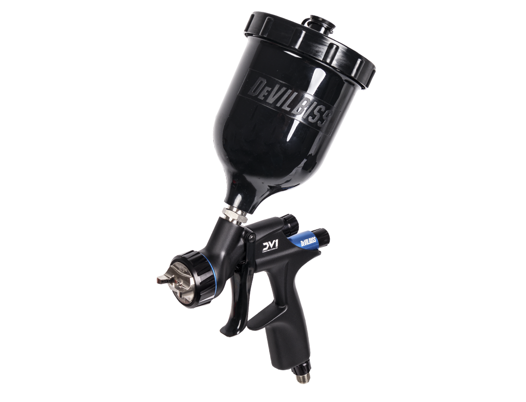 Краскораспылитель Devilbiss DV1 с верхним бачком, HVLP B+, сопло 1.3 мм (с черным бачком)