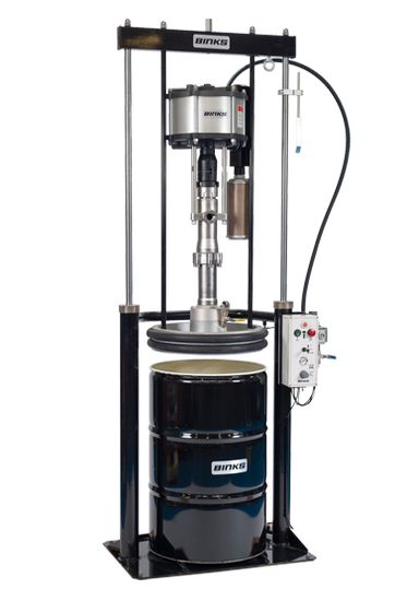 Установка для подачи высоковязких материалов Binks RAM DR205E из 205 литровых емкостей, 25,2 л/мин, коэффициент усиления 46:1