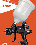 Краскораспылитель Devilbiss DV1 с верхним бачком, HVLP возд. головой C2+,  встроенным цифровым манометром, сопло 1.4 мм (нерж.)